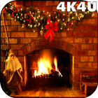 4K Xmas Fireplace Video Live Wallpaper icône