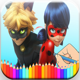 Cute Ladybug and cat noir Coloring pages