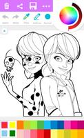 Ladybug and Cat Noir Coloring Game Ekran Görüntüsü 1