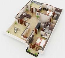 3D house plans Affiche