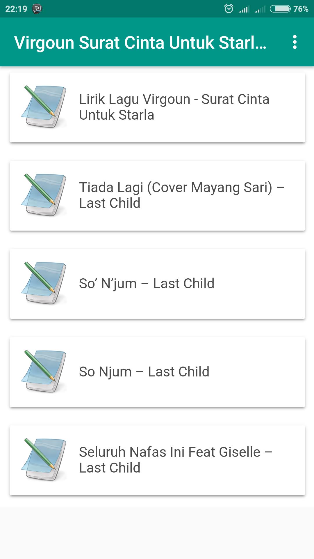 Lirik Lagu Virgoun - Surat Cinta Untuk Starla for Android - APK Download
