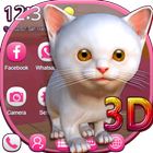 3D White Kitty Animation Theme With Live Wallpaper icon