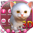 3D White Kitty Animation Theme With Live Wallpaper