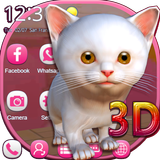 3D White Kitty Animation Theme With Live Wallpaper icon