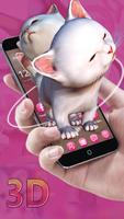 3D White Kitty Animation Theme With Live Wallpaper 스크린샷 1