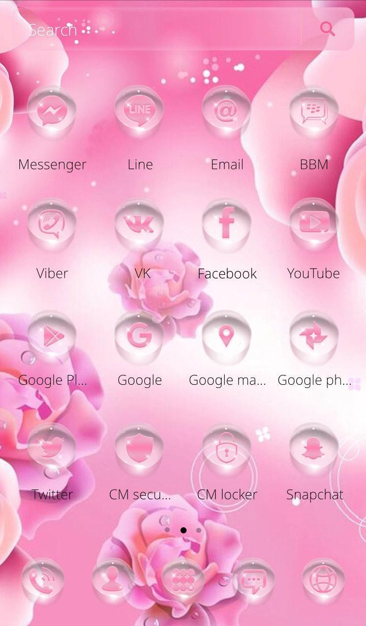 Android 用の ピンクローズflowerテーマバラ露滴壁紙 Apk をダウンロード