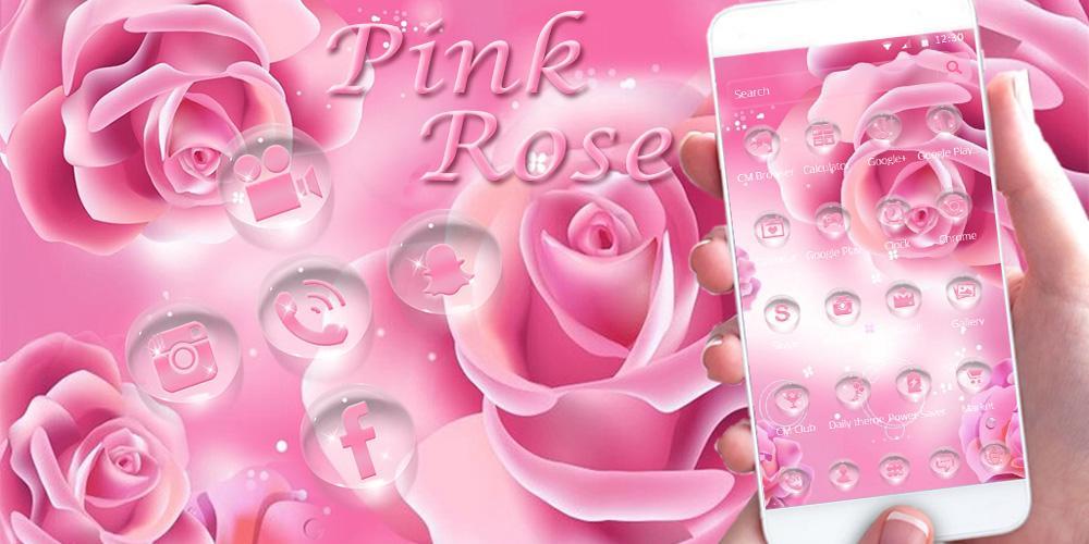 Android 用の ピンクローズflowerテーマバラ露滴壁紙 Apk をダウンロード