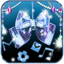 Glitter kim cương cung chủ đề màu xanh bóng bow APK