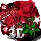 3D Red Rose Blossom Diamond Theme ícone