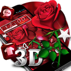 3D Red Rose Blossom Diamond Theme icono