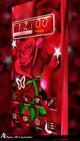 3D Red Rose Blossom Diamond Theme Poster