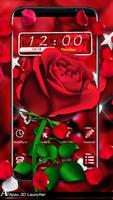 3D Red Rose Blossom Diamond Theme captura de pantalla 1