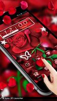 3D Red Rose Blossom Diamond Theme captura de pantalla 2