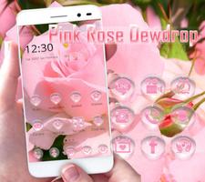 Pink Rose dewdrop theme Affiche