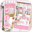 Różowy dziewczyna Paryż śnić motyw Pink Girl Paris aplikacja