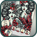 Theme Tattoo Girl with red rose APK