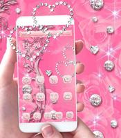 پوستر Pink Rose Diamond Theme