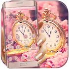 사쿠라 골드 시계 테마 체리 꽃 아이콘