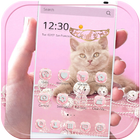 Linda gato Tema oro rosa Pink Kitty icono