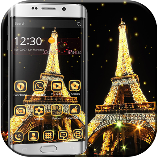 金色巴黎鐵塔桌面主題 巴黎之夜