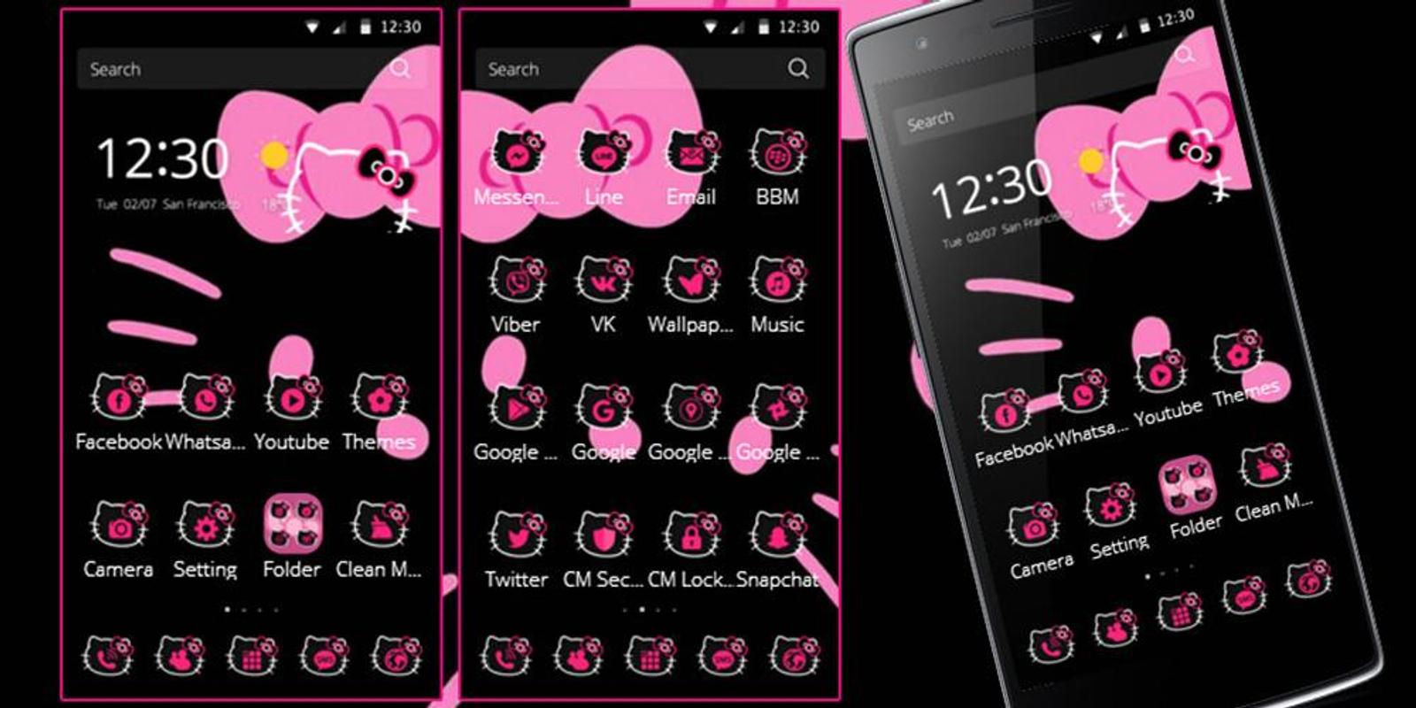 Theme Cute Kitty Black Pink APK Download Gratis Komik APL Untuk