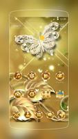 Theme Butterfly Gold Diamond Affiche