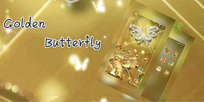 Theme Butterfly Gold Diamond capture d'écran 2