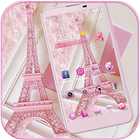 Pink Theme Eiffel Tower Love icône