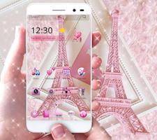 Pink Theme Eiffel Tower Love Affiche