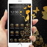 Luxury Gold butterfly Theme الملصق