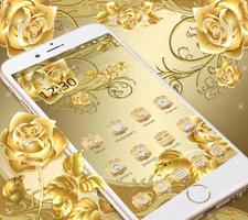 Ouro Rose Tema Gold Rose Flor imagem de tela 1