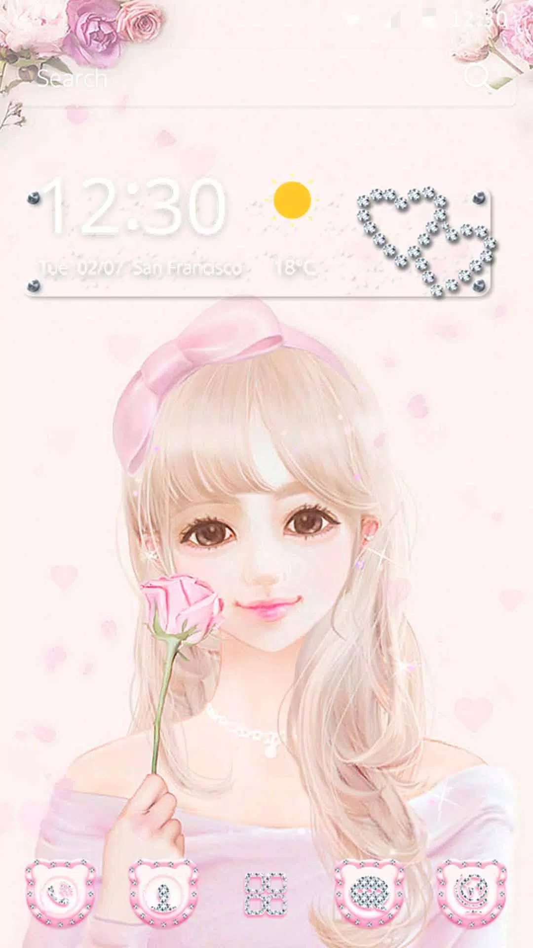 Cute Pink Girl Theme Rose Gold APK for Android Download