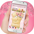 ikon Tema merah muda Teddy Android