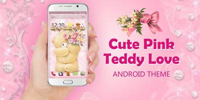 Tema merah muda Teddy Android screenshot 1