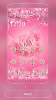 Diamante roze roos thema-poster