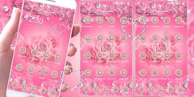 Diamante roze roos thema screenshot 2