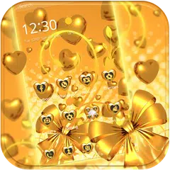 Gold heart love Theme APK download
