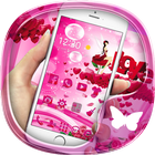 Pink Lady Rose love 3D theme أيقونة