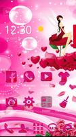 Pink Lady Rose love 3D theme تصوير الشاشة 3