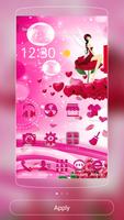 Pink Lady Rose love 3D theme تصوير الشاشة 1