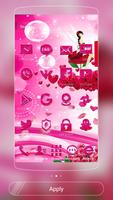 Pink Lady Rose love 3D theme تصوير الشاشة 2