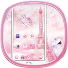 Paris Tower Diamond pink Theme أيقونة