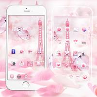 Paris Tower Diamond pink Theme الملصق