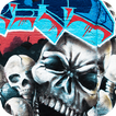 graffiti theme hell skull wall