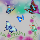 Blue butterfly flower theme icône
