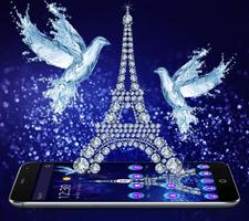 پوستر Night Sky Diamond Glitter Paris Eiffel Theme