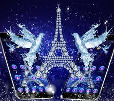 برنامه‌نما Night Sky Diamond Glitter Paris Eiffel Theme عکس از صفحه