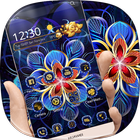 Golden Blue Flower Theme ikona