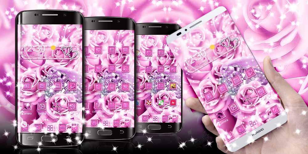 粉紫色豪華浪漫愛情玫瑰主題閃亮鑽石花兒壁紙安卓下载 安卓版apk 免费下载