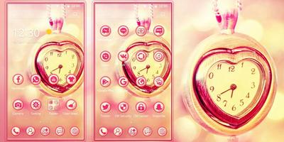 粉色梦幻主题+金表壁纸+透明泡泡图标 تصوير الشاشة 1